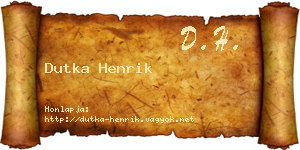 Dutka Henrik névjegykártya